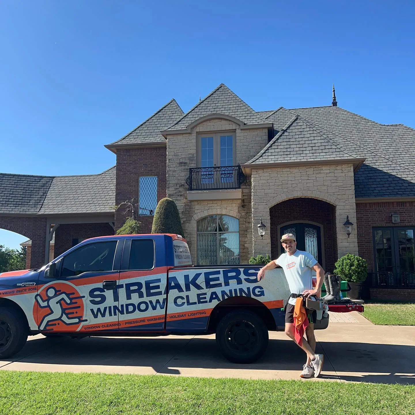 Timmy and the Streakers truck ready for window cleaning in Oklahoma City